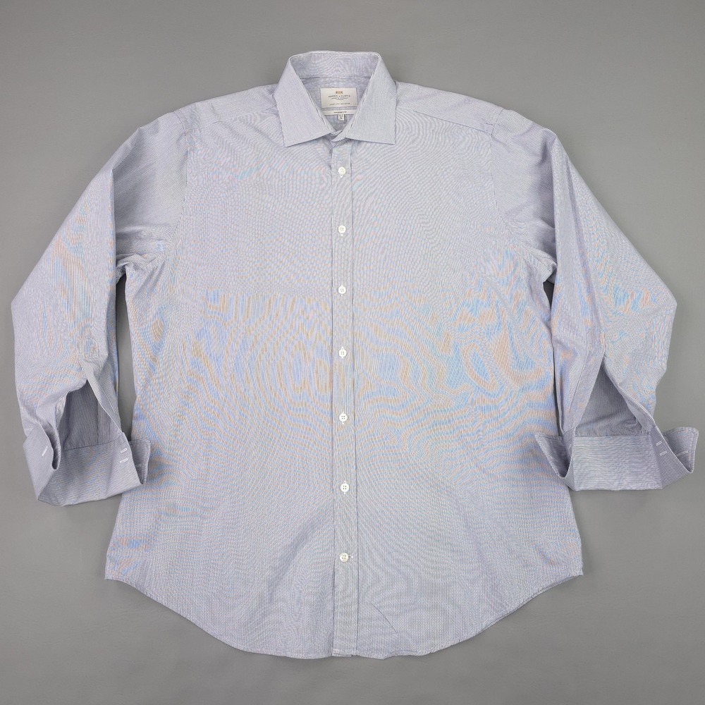 Hawes & Curtis Shirt Mens 16.5 34/35 Blue Check Tailored Slim Fit French Cuff - Picture 2 of 15
